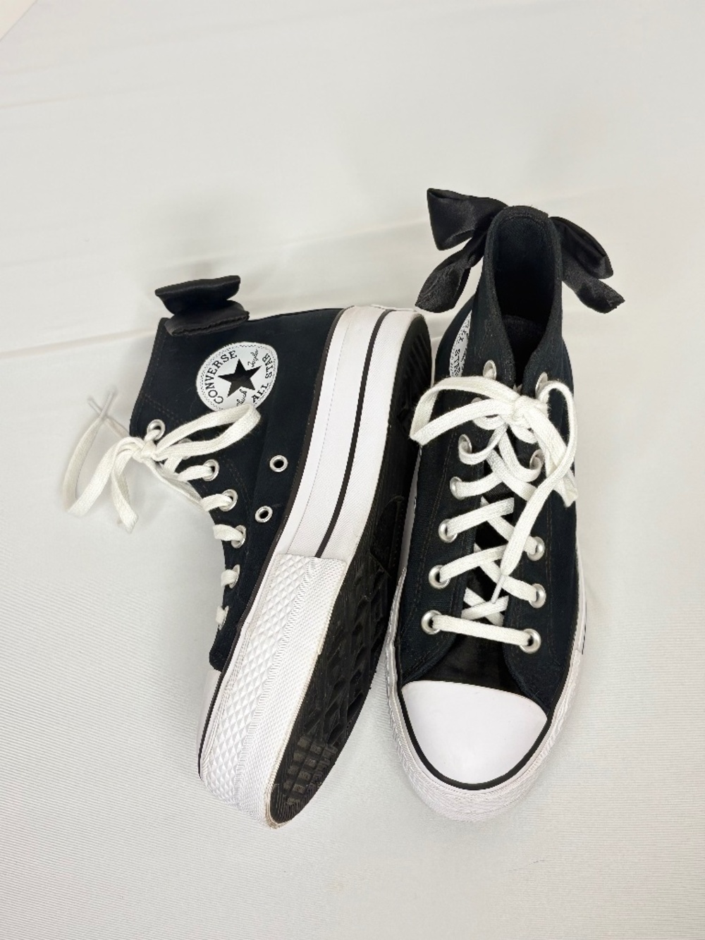 Converse Chuck Taylor All Star Lift Platform Satin Bow High Top Sneakers